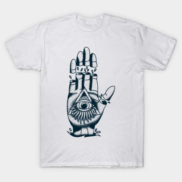 All-Seeing Eye Illuminati Conspiracy Hand T-Shirt by Evoke Collective